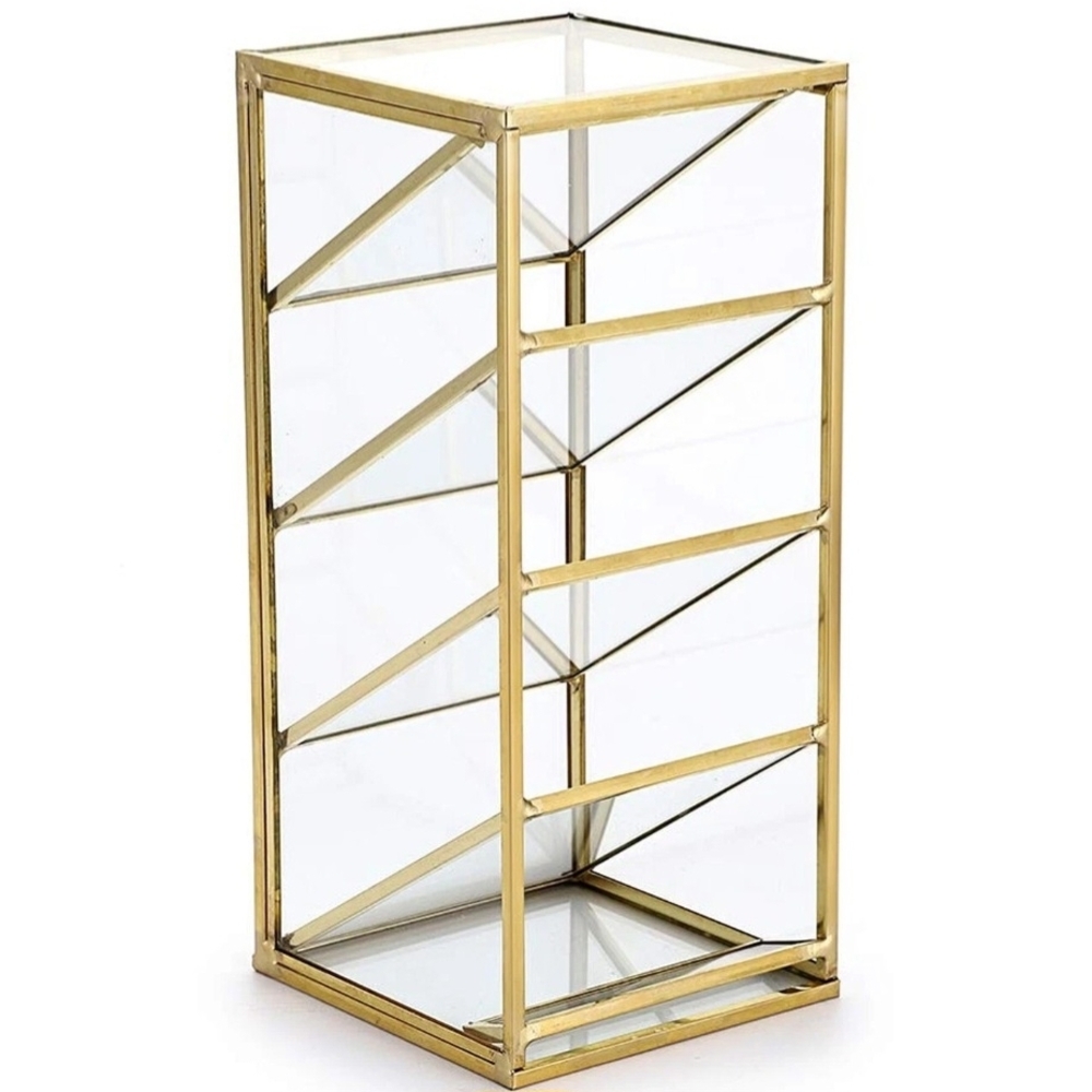 Hipiwe Vintage Gold Metal Desk Organizer - Glass Make up Brushes lipstick Hol... - Picture 1 of 12